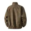 Nova jaqueta de couro masculina outono e inverno, estilo americano high street Hong Kong, solta, com gola alta e zíper, tamanho grande
