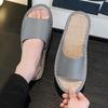 Sandalias de piso y pantuflas de verano para el hogar, para interior, para hombres y mujeres, pantuflas de cuero de lino de piel de vaca para el hogar, para las cuatro estaciones