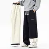 Pantalones de Felpa de Alpaca Invierno Engrosados Cálidos Casuales Marca de Moda Noreste Menos Rectos Sueltos Largos