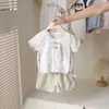 Macacão de Bebê Masculino 2025 Verão Novo Roupas de Bebê de Um Ano Roupa de Verão Manga Curta Fina Shorts Camisa Estilo Chinês