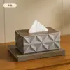 Caja de Pañuelos de Lujo Ligero Flor de Ciruelo con Tapa de Madera, Caja de Pañuelos Multifuncional para Mesa de Centro de Sala de Estar, Caja Cuadrada de Servilletas Estilo Simple de Gama Alta