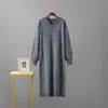 Comércio Exterior Transfronteiriço Mercadorias Europeias Indústria Pesada Perfuração a Quente Vestido de Tricô Feminino Decote V Elegante Solto Emagrecimento Elegante Vestido de Fora