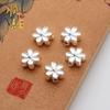Plata Pura 999 Flor de Seis Pétalos Cuenta Suelta Material Flor Cuerda Trenzada Hecha a Mano Pulsera con Cuentas DIY Accesorios de Cuentas Espaciadoras de Plata Lisas