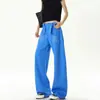 Pantalones de chándal de estilo americano con hebilla de París bordados y bloques de color para hombre y mujer, marca de moda de verano, pantalones rectos sencillos y fluidos, pantalones largos casuales holgados