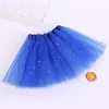 Falda Tutú de Malla de Tres Capas Falda de Velos de Tres Capas Falda de Puntos Ondulados Falda Corta Roja Ropa para Niños Puntos de Estrella