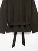 Abrigo de Lana Suelto con Cuello de Piel Sintética Efecto y Cinturón para Mujer, Estilo Transfronterizo Europeo y Americano, Abrigo Nuevo