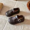 Zapatos de Cuero Retro para Niños Estilo Primavera y Otoño Zapatos Individuales para Niñas Boca Poco Profunda Niña Pequeña Zapatos Tipo Birkenstock Mocasines Suela Suave Zapatos para Bebés y Niños
