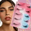 Batownly Conjunto de 5 Pares de Cílios Postiços Cauda de Peixe, C Curl Hipoalergênico, Visual Natural, Comprimento Misto 6-12mm, Cílios Meio Olho Elongados Multi-Pares para um Efeito Lifting