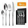 Talheres de Aço Inoxidável da Amazon Conjunto de Faca, Garfo e Colher de Cintura Pequena e Espessa Conjunto de Facas para Bife Ocidental Conjunto de Quatro Peças Transfronteiriço
