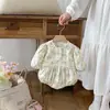 Macacão de Bebê Menina Primavera 2026 Novo com Renda Floral Francesa Estiloso Fino Peça Única