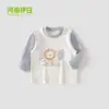 Camiseta de base cálida de otoño e invierno para niños, cuello redondo de jengibre, top, ropa de otoño para bebé, ropa cálida de invierno, camiseta de manga larga para bebé