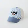 Gorra de Béisbol Infantil con Bloques de Color, Estilo Coreano, Elegante Gorra con Visera de Media Malla y Estampado de Houndstooth, Gorra de Sol de Moda para Bebé de Verano, Transfronterizo