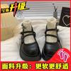 Sapatos de couro marrons de bico redondo com sola grossa para mulheres, 2023 novo estilo britânico retrô japonês Mary Jane, combinam com tudo