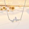 Collar Doble Mariposa para Mujer, Joyería de Alta Gama Microincrustada, Estilo Minimalista, Cadena para Clavícula Versión Coreana, Collar de Mariposa de Lujo Ligero de Verano