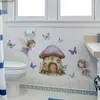 M20598 Casa Criativa de Cogumelo Roxo Menina Fada Borboleta Adesivos de Parede Decoração de Quarto Sala de Estar Adesivos de Parede Autoadesivos