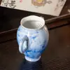 Design de Sombras de Bambu Azul Pintado à Mão com Abertura para Janela, Xícara de Cerimônia Portátil, Acessório para Cerimônia do Chá, Xícara de Cerimônia Doméstica, Separador de Chá