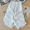 Pantalones de Pierna Ancha de Algodón y Lino Transpirables de Tallas Grandes para Mujer, Estilo Old Money, Pantalones Frescos Rectos Cortos Casuales