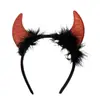 Diadema de Cuernos Rojos para Halloween Diadema para el Cabello con Plumas de Cuerno de Diablo para Performance de Baile del Festival de Fantasmas Tocado de Diablo Pasador para el Cabello