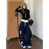 Calça Wide Leg com Estampa de Coração e Letras Estilo Americano para Mulheres, Solta e Fluida, Novo Estilo Fino para Início de Primavera e Outono, Caimento Solto, Calça Casual Emagrecedora