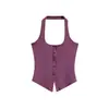 Top Camisola de Verano para Mujer 2026, Ajustado, sin Mangas, Cuello Halter, Elegante y Sencillo