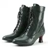 Comercio exterior 2026 nuevas botines de tacón de copa de vino de punta retro talla grande con cordones delanteros y cremallera lateral de tacón alto para AliExpress transfronterizo