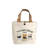 Nova Bolsa de Lona Urso para Estudantes do Sexo Feminino, Bolsa Pequena Portátil para Trabalho, Bolsa de Almoço para Levar na Mão, Bolsa de Mão, Bolsa de Lona, Bolsa para Presente