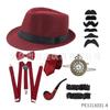 Anos 1920 Festa Gatsby Charuto Falso Relógio de Bolso Alça de Pescoço Conjunto de Gravata Borboleta Roupa Masculina Chapéu Boina de Lã