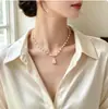 Collar Colgante de Calabaza de Perlas de Vidrio Estilo Francés Vintage, Cadena Elegante y Versátil para la Clavícula, Accesorio Popular de Influencer