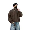 Nova Jaqueta Marrom Retrô Americana para Homens, Design de Marca Tendência, Jaqueta de Couro Casual com Lapelas para Casais