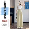 Calça Larga Feminina Verão 2026 Novo Estilo Tencel Linho Cintura Alta Casual Seda de Gelo Perna Reta Comprimento Total para Mulheres