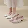 Zapatos de tacón bajo estilo francés, punta fina y escotados para mujer, Nuevos Zapatos de Verano 2026 estilo Hada para Combinar con Vestidos, Suaves Zapatos Mary Jane de Piel