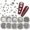 Novos Strass Redondos com Fundo Pontiagudo de 33 Cortes para Nail Art, Strass de Cristal Multifacetados para Preenchimento, Bolas de Strass Empilháveis para Unhas, Acessórios de Unha Vestíveis