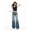 Estilo retrô americano, valoriza a silhueta, jeans levemente flare para mulheres, novo estilo quente de verão 2026, não apertado, calça longa de perna reta emagrecedora