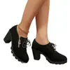 Bestseller Transfronterizo Zapatos de Salón Individuales para Mujer con Plataforma y Tacón Grueso 2026 Nuevo Estilo Estilo Británico con Cordones y Cremallera Tacones Altos Moda Versátil para Mujer