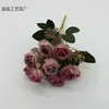 Ramo pequeño artificial de 10 cabezas de rosa en colores otoñales, de 5 puntas, 10 cabezas, para decoración de bodas, flores artificiales, decoración del hogar, venta al por mayor para comercio exterior