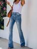 Europa e Estados Unidos comércio exterior transfronteiriço fornecimento bigode de gato cavalo elástico calça jeans de perna larga chifre mulheres