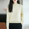 Camada Base de Suéter de Algodão Puro com Padrão Torcido para Mulheres 2026 Outono/Inverno Novo Top de Malha com Gola Alta Parcial em Fio de Algodão Puro para Mulheres Dropshipping