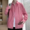 Camisa Masculina de Manga Longa Novo Estilo Coreano Slim Fit Tendência Bonita Versátil Business Casual High-End Camisa Listrada