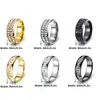 Moda Europea y Americana de Amazon Versátil Estilo Retro de los Años Dorados Fila de Diamantes Acero Inoxidable Acero de Titanio Anillos de Pareja Par de Anillos