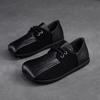 Jie Shu 2023 Otoño Nuevos zapatos de una sola capa con costuras retro, cordones delanteros, estilo romano, suela plana de goma, zapatos casuales de una sola capa para mujer