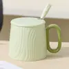 Tapa de Cerámica Casual para Taza + Cuchara Taza de Agua de Cerámica Taza de Pareja Souvenir Taza de Desayuno para Estudiantes Taza de Leche