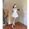 Vestido de Fiesta de Cumpleaños Diseñado Estilo Ballet Correa Ancha en el Hombro Correa de Cuello Falda Tutú Vestido Corto Sin
