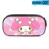 2024 Sanrio Melody Caixa de Papelaria Estojo para Canetas Desenho Animado Fofo Estojo para Canetas Meninas Tecido Camada Única Zíper Caixa de Lápis