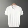 Camisa Polo de Malha Fina de Seda Gelada Cor Sólida Manga Curta para Homens 2026 Verão, Top Simples Multicor com Gola de Lapela, Peça Única para Atacado