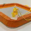 Tienda de oro Puzuo con accesorios de bricolaje de oro, collar con colgante de sello de jade y león de la suerte, collar de la fortuna de estilo nacional, joyería para hombres y mujeres.