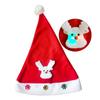 Venta caliente transfronteriza de adornos navideños bordados con expresión de Papá Noel, gorro navideño rojo no tejido, regalos navideños.