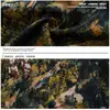Camisa de Manga Curta com Estampa Total de Paisagem Florestal em Pintura a Óleo Retrô com Fita Floral e Pingente de Contas de Madeira, Modelagem Solta com Ombros Caídos para Homens
