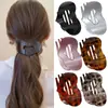 Pinza para el Cabello de Pato con Estampado de Leopardo Retro Corazón Clip Plano de Alta Gama para Mujer Parte Posterior de la Cabeza Placa Grande Abalone Pinza para el Cabello