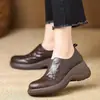 Mocasines de Plataforma Retro Franceses para Mujer 2026 Otoño Nuevos Redondos de Punta Boca Profunda Zapatos de Una Sola Pieza Plataforma de Tacón Alto Suela Gruesa Mocasines
