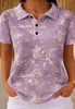 2026 Transfronterizo TEMU Nueva Blusa de Verano para Mujer Color Sólido Estampado Digital 3D Cuello de Botones Manga Corta